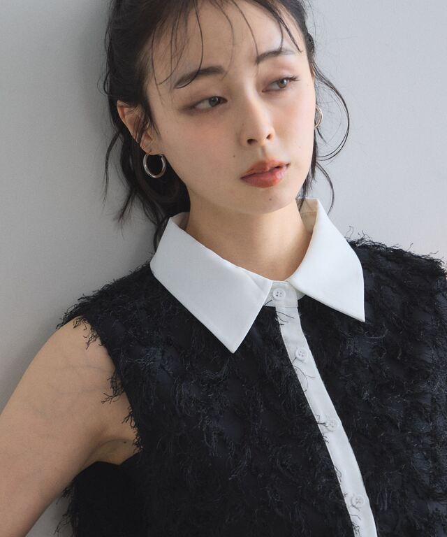 P万丈 衿付きシャギーブラウス