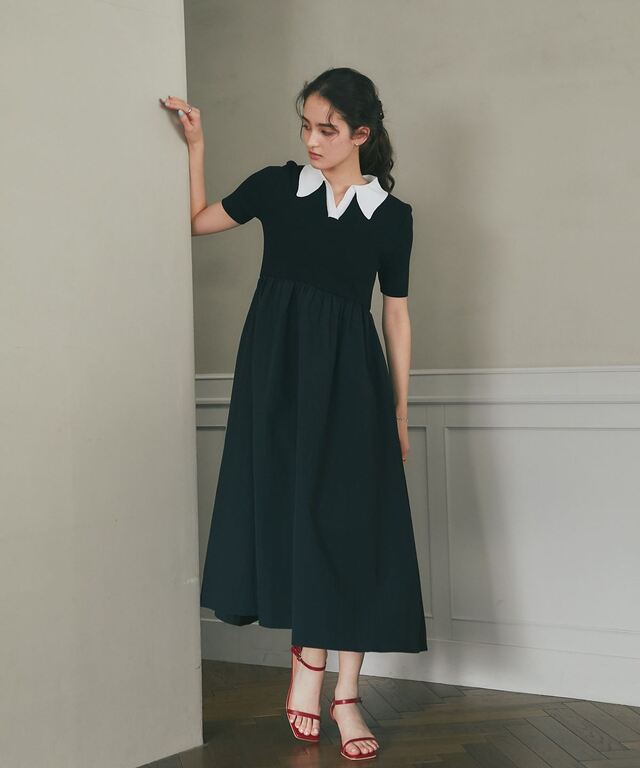 【新品未使用】honono ニットドッキングフェザー ワンピース アイボリー MAJESTIC LEGON（マジェスティックレゴン） ワンピース ツイードニット