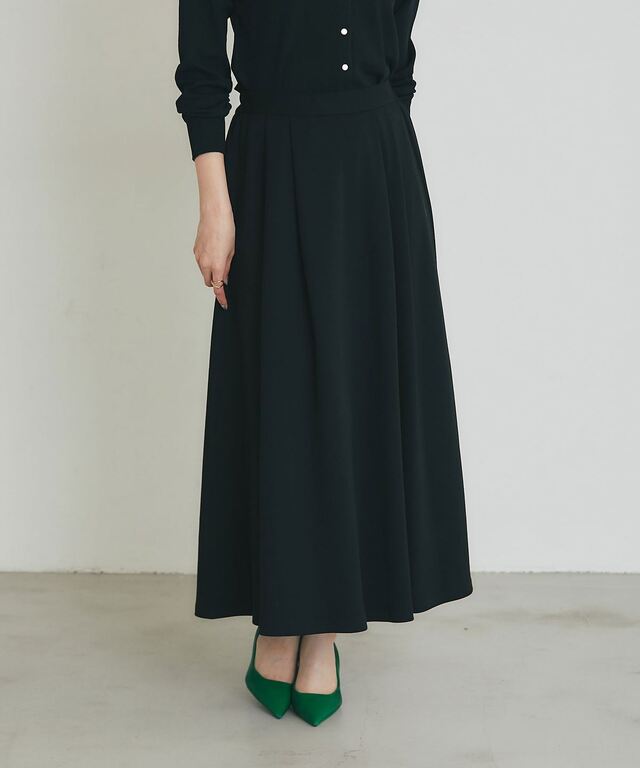 長袖モックネック　ストレッチスカート　セットアップ　サイズ0 ブラック×ホワイト ストレッチポンチスカート 【セットアップ対応】