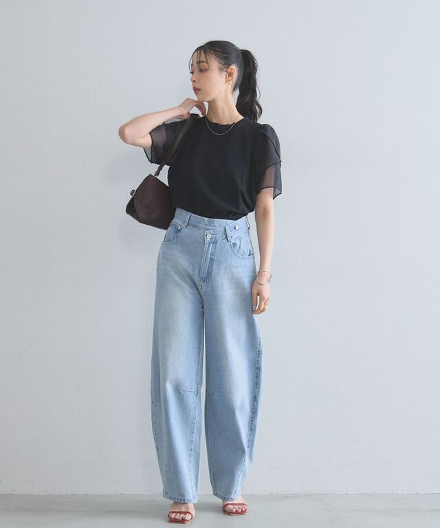 シアーチューリップスリーブカットソー