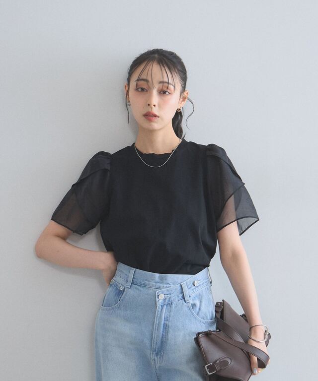 シアーチューリップスリーブカットソー