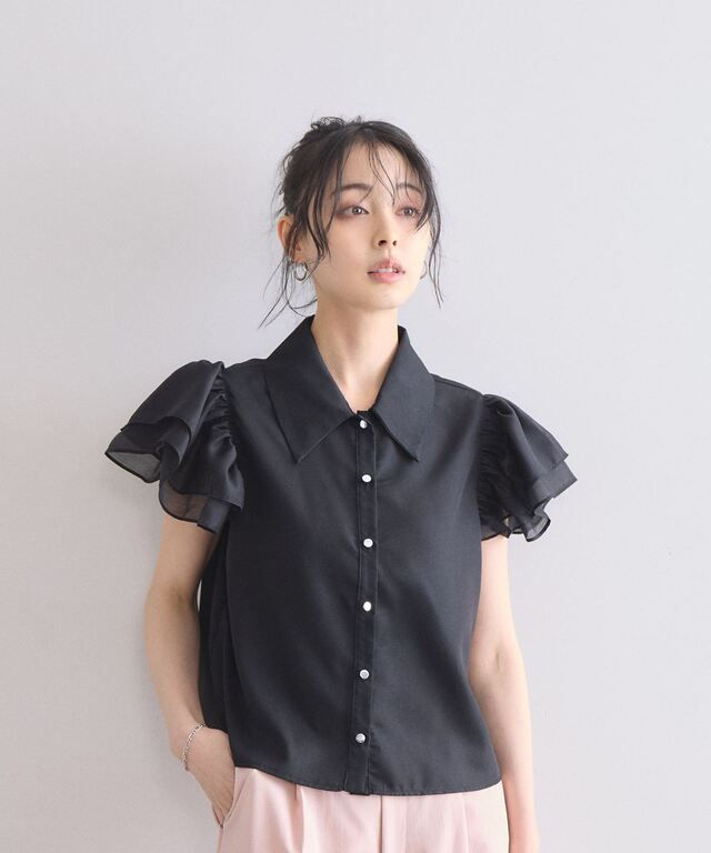 LAN 廻 美香さん着用】シアーフレア袖ブラウス