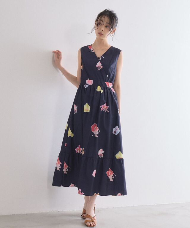 美香さん着用】ブラードフラワーカシュクールワンピース
