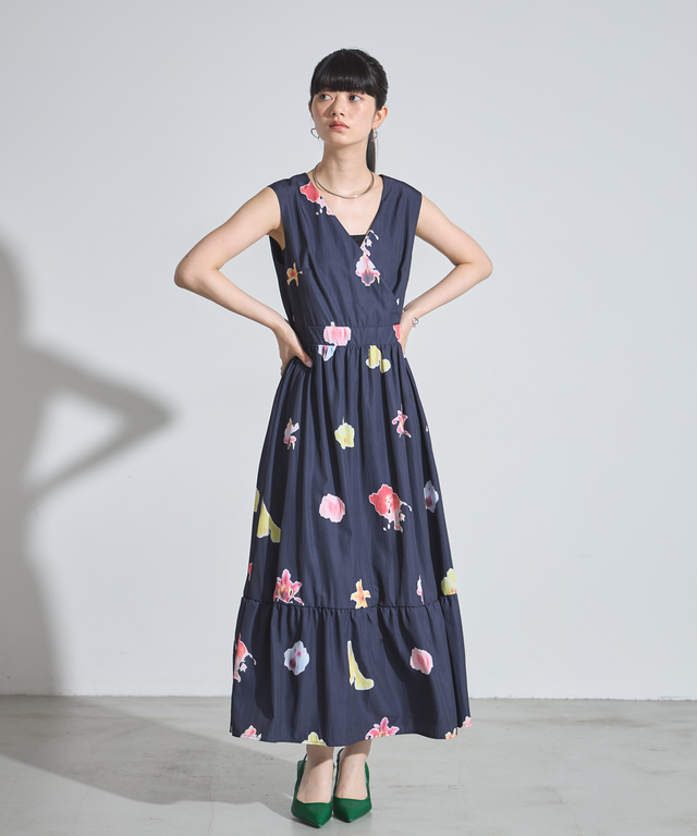 美香さん着用】ブラードフラワーカシュクールワンピース