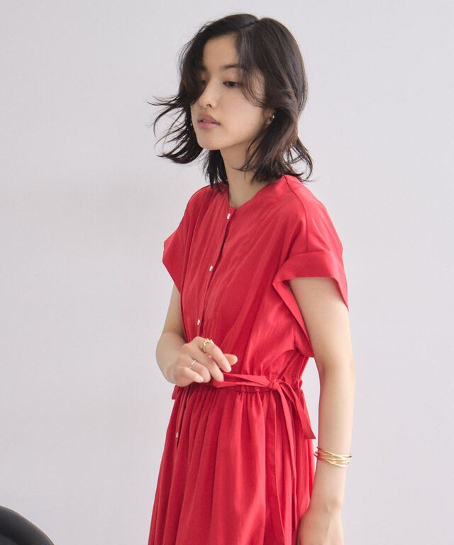 林田岬優さん着用】サイドリボンブザムシャツワンピース