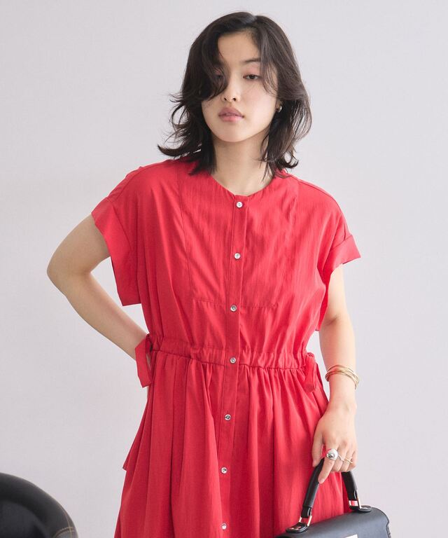 林田岬優さん着用】サイドリボンブザムシャツワンピース