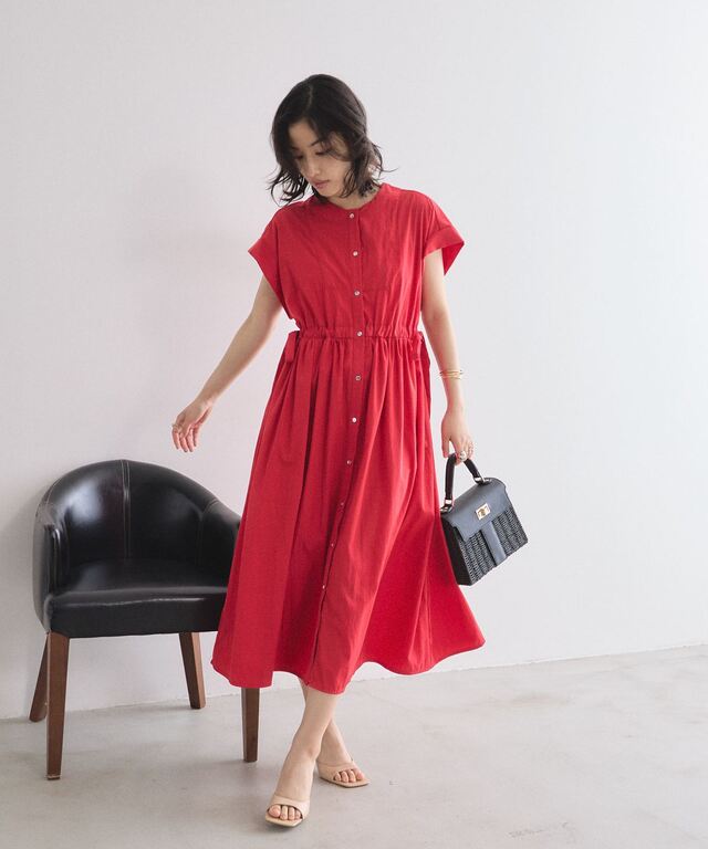 林田岬優さん着用】サイドリボンブザムシャツワンピース