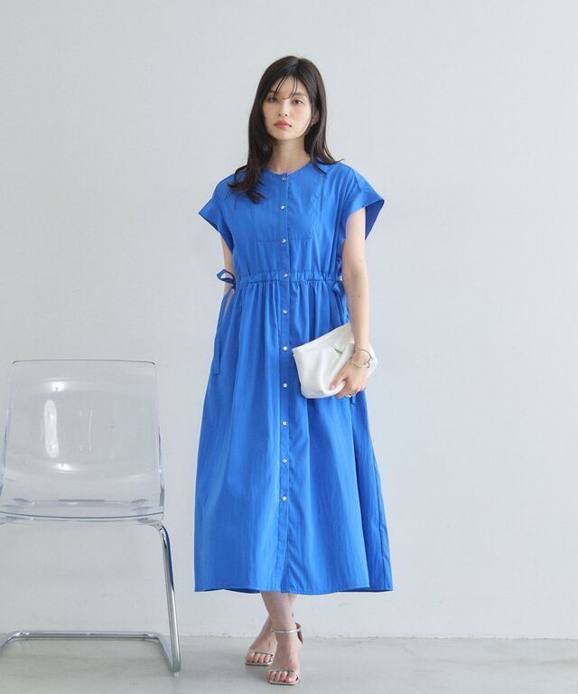 林田岬優さん着用】サイドリボンブザムシャツワンピース