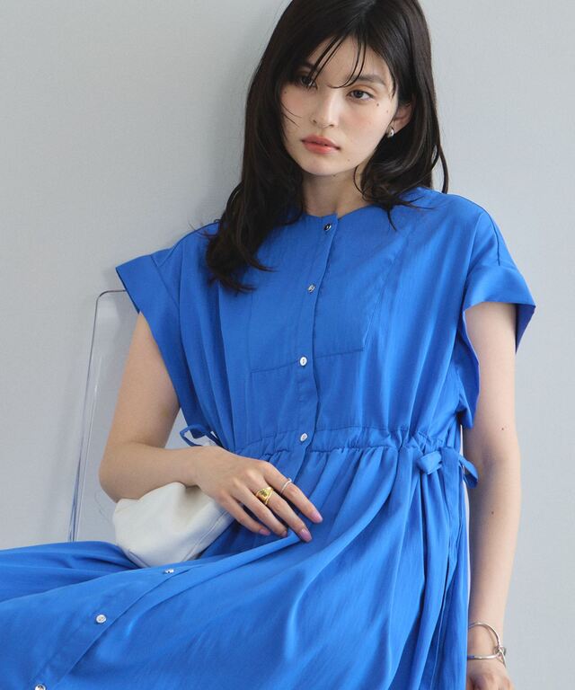 林田岬優さん着用】サイドリボンブザムシャツワンピース