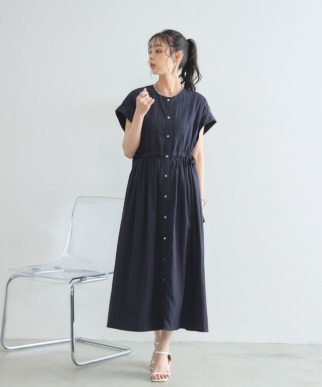 林田岬優さん着用】サイドリボンブザムシャツワンピース