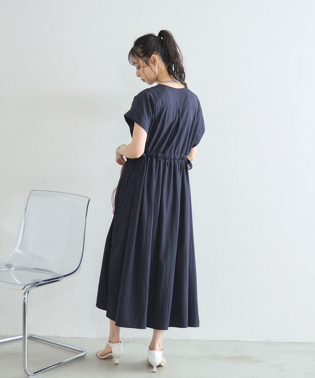 林田岬優さん着用】サイドリボンブザムシャツワンピース
