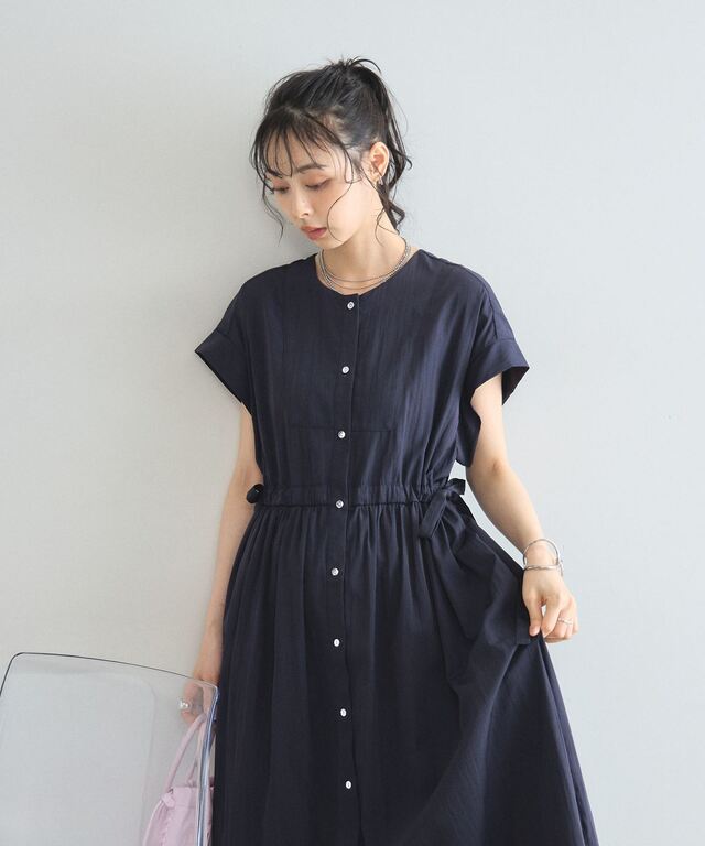 林田岬優さん着用】サイドリボンブザムシャツワンピース