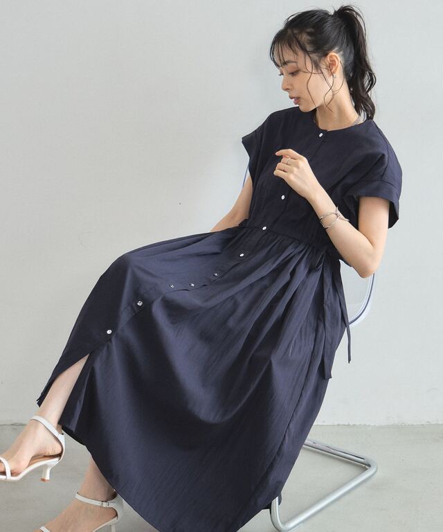 林田岬優さん着用】サイドリボンブザムシャツワンピース