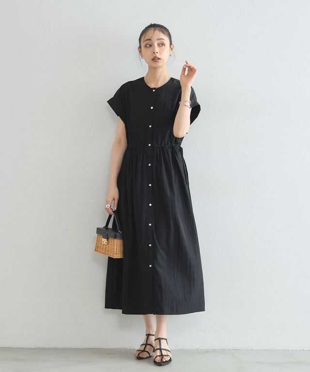 林田岬優さん着用】サイドリボンブザムシャツワンピース