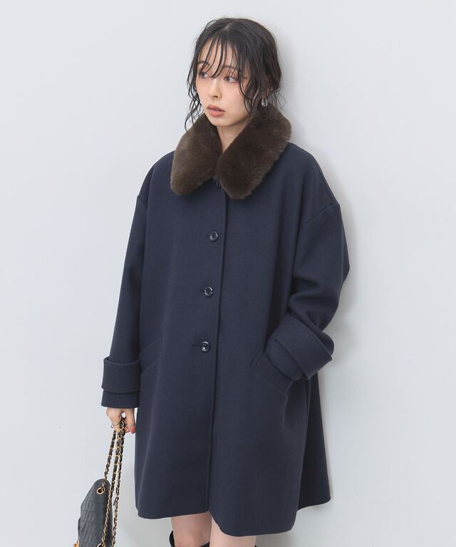 ファーカラーコート