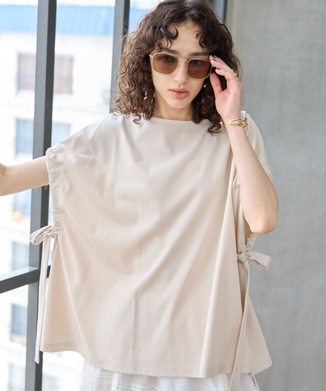 【接触冷感・汗染み防止・UVカット】サイドリボンTシャツ