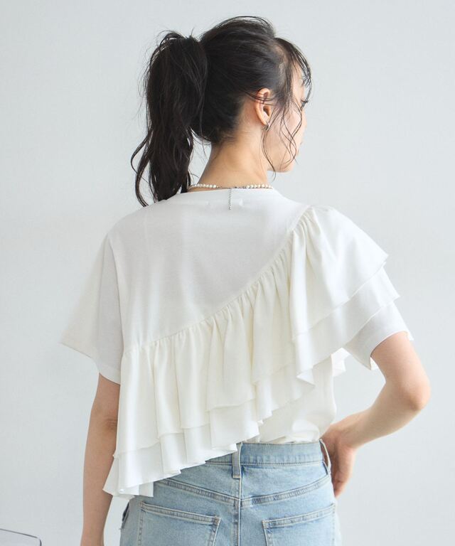 接触冷感・汗染み防止・UVカット】2段フリルTシャツ