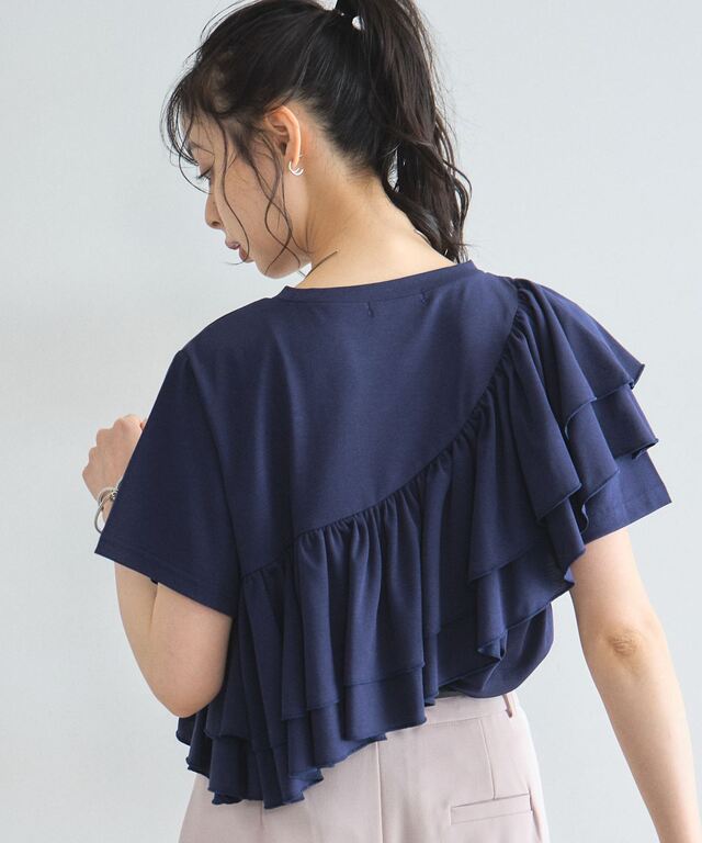 接触冷感・汗染み防止・UVカット】2段フリルTシャツ