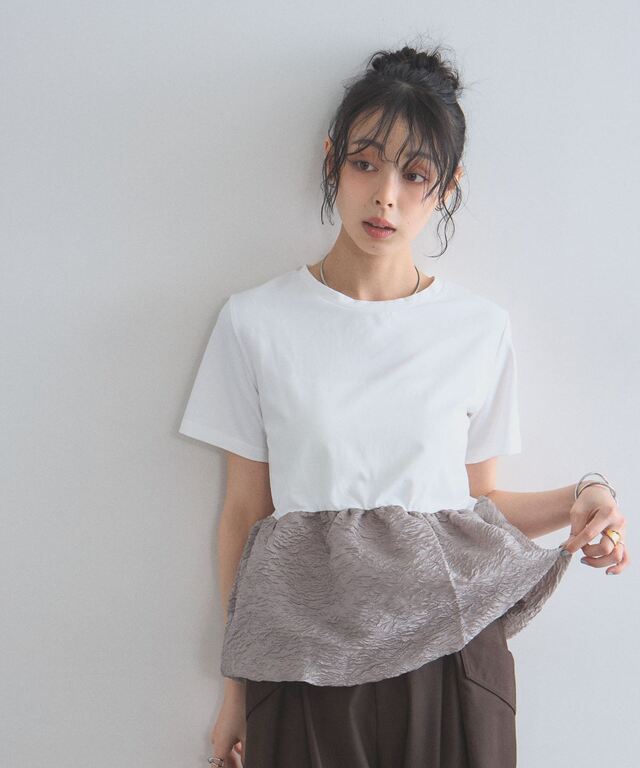 シアージャカードバルーンヘムTシャツ