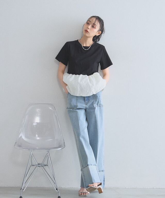 シアージャカードバルーンヘムTシャツ