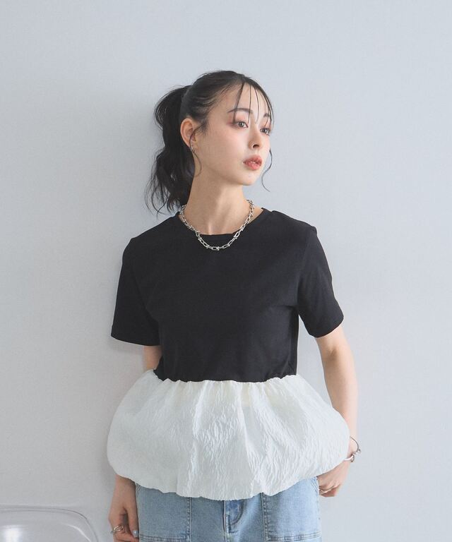★★★ シアージャカードバルーンヘムTシャツ
