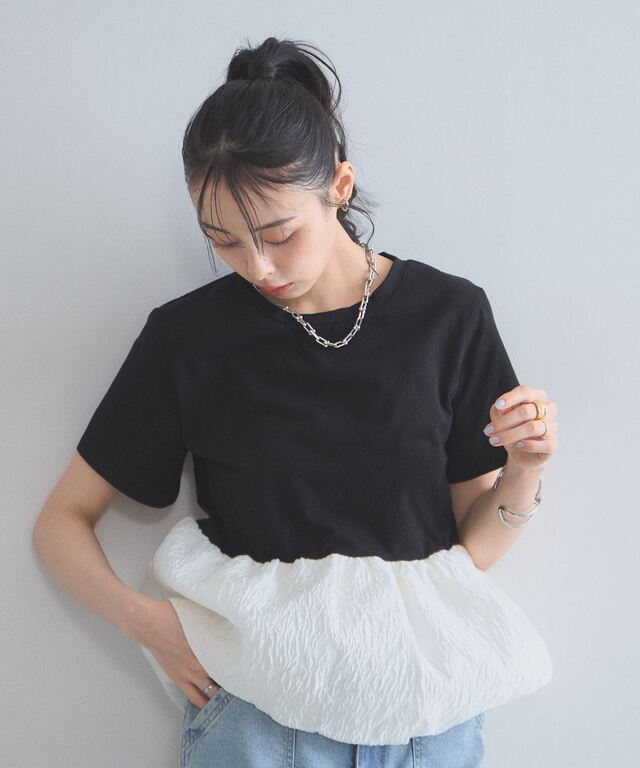 シアージャカードバルーンヘムTシャツ