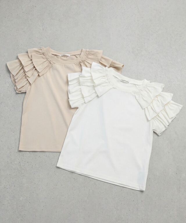 接触冷感・汗染み防止・UVカット】袖フリルTシャツ