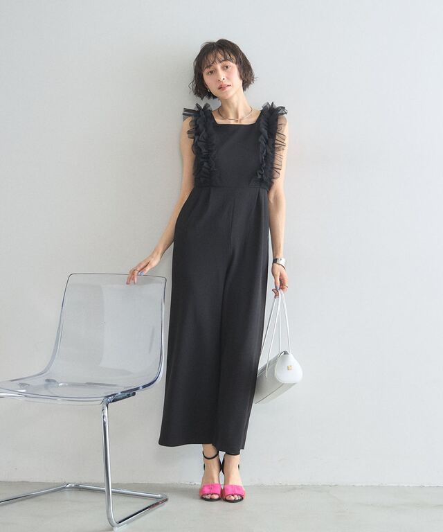 美香さん着用】チュールフリルオールインワン