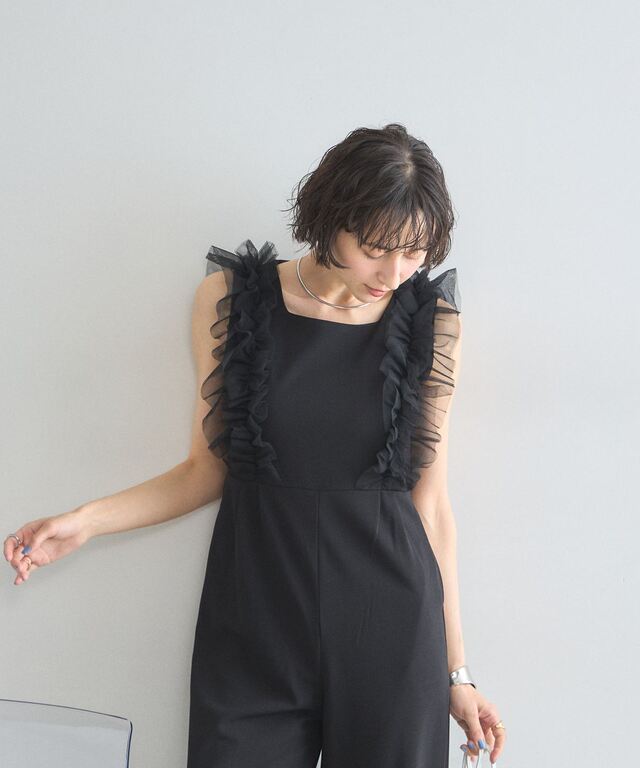 美香さん着用】チュールフリルオールインワン