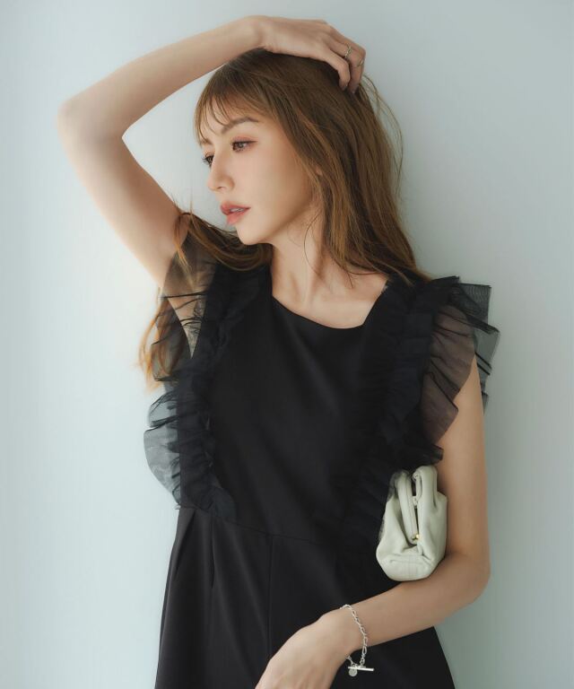 美香さん着用】チュールフリルオールインワン