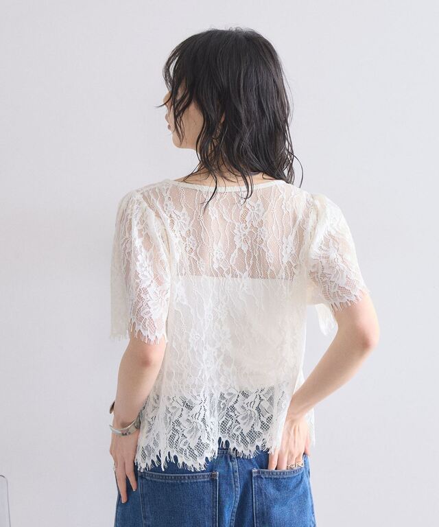 美香さん着用】 スカラップレーストップス