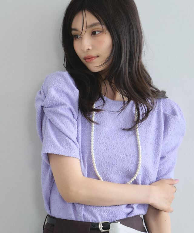林田岬優さん着用】ライトツイードコンシャススリーブトップス