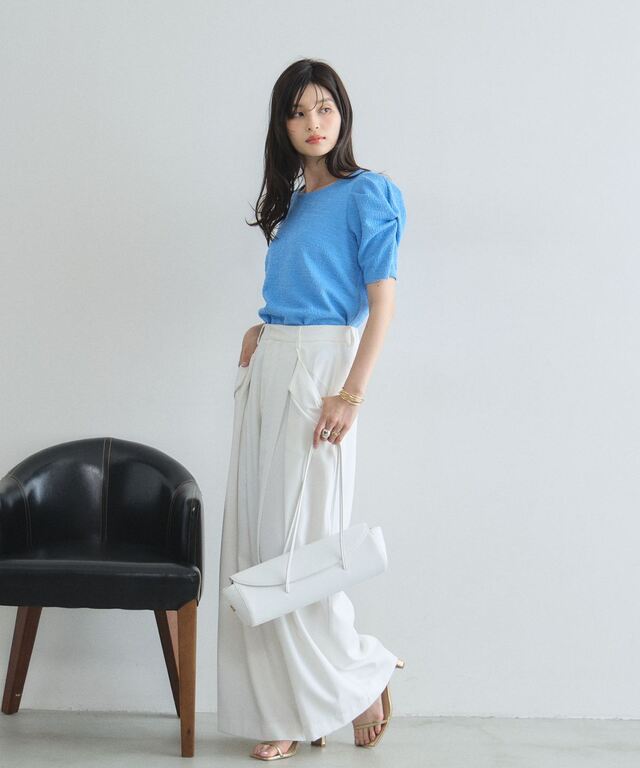 林田岬優さん着用】ライトツイードコンシャススリーブトップス