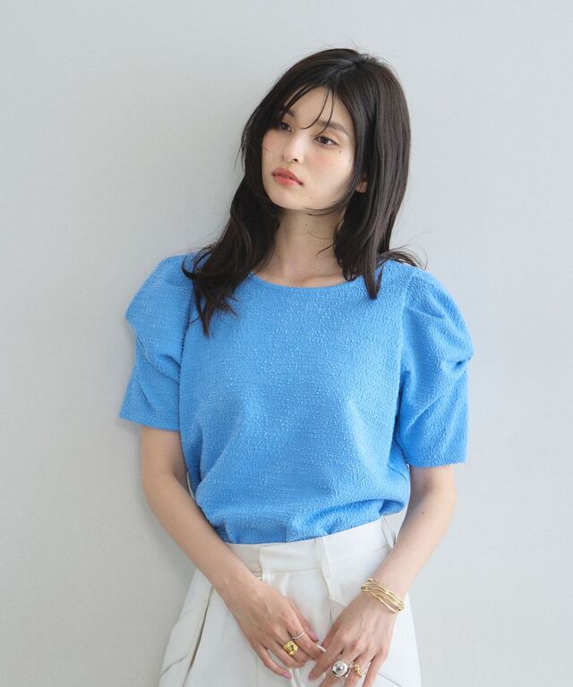 林田岬優さん着用】ライトツイードコンシャススリーブトップス