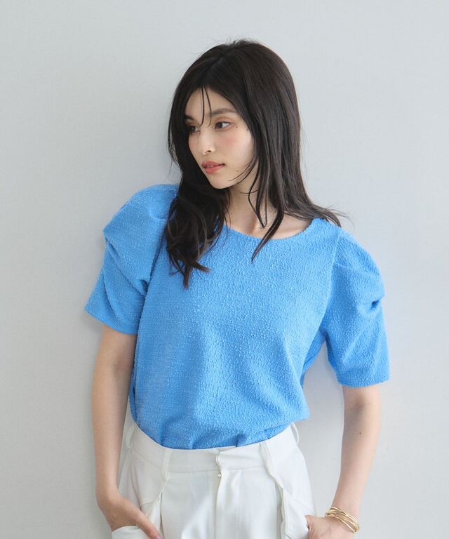 林田岬優さん着用】ライトツイードコンシャススリーブトップス
