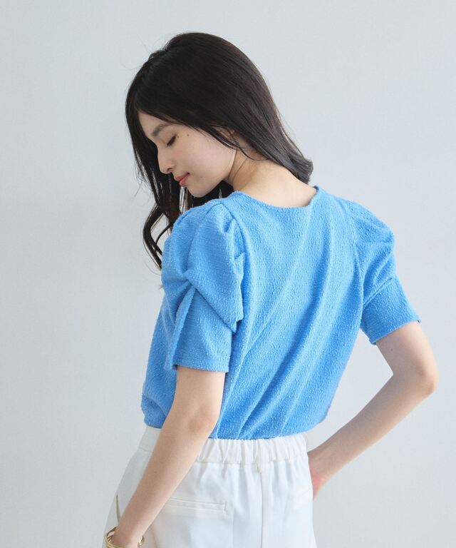 林田岬優さん着用】ライトツイードコンシャススリーブトップス
