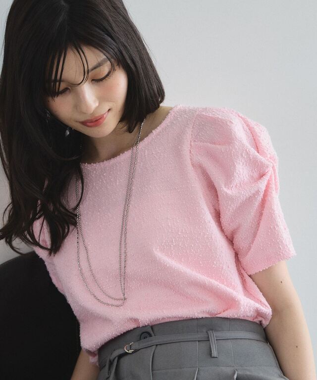 林田岬優さん着用】ライトツイードコンシャススリーブトップス
