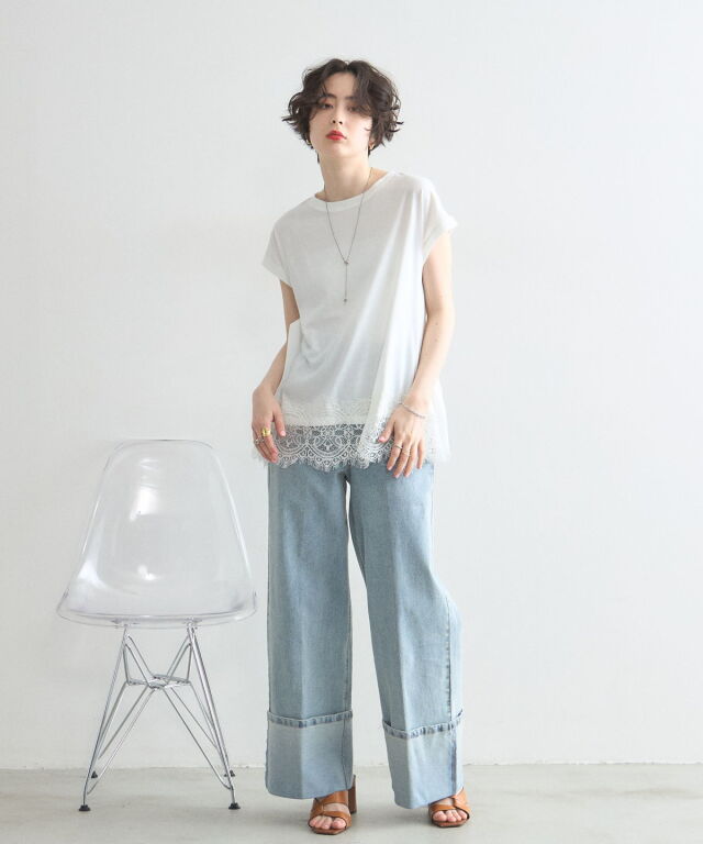 たいがさん専用 裾レース半袖Tシャツ