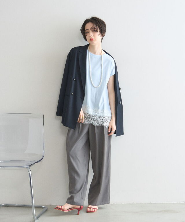 裾レース半袖Tシャツ 裾レース半袖Tシャツ