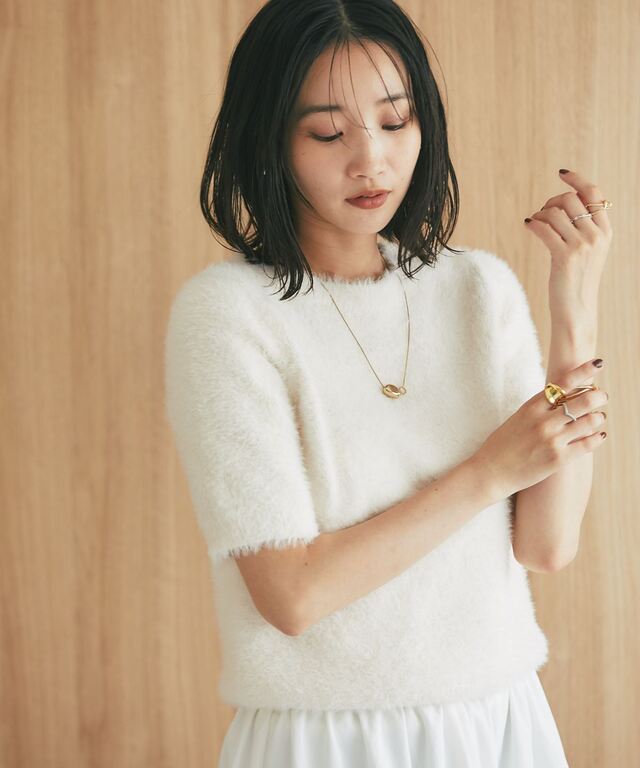半袖シャギーニット