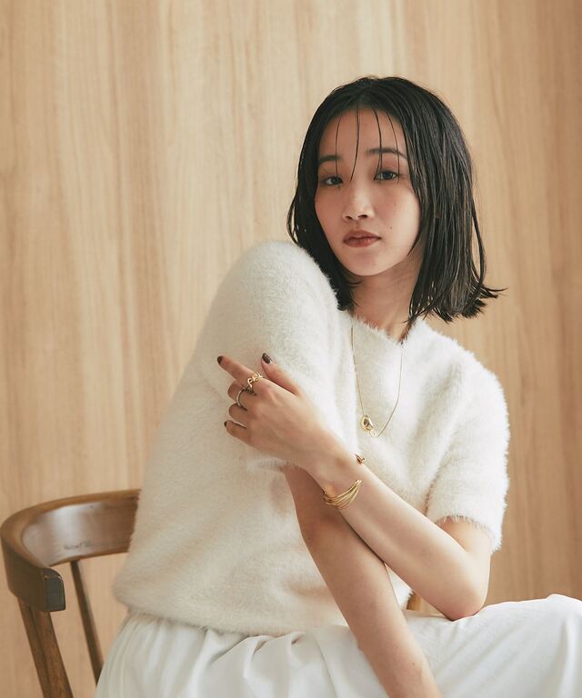 半袖シャギーニット