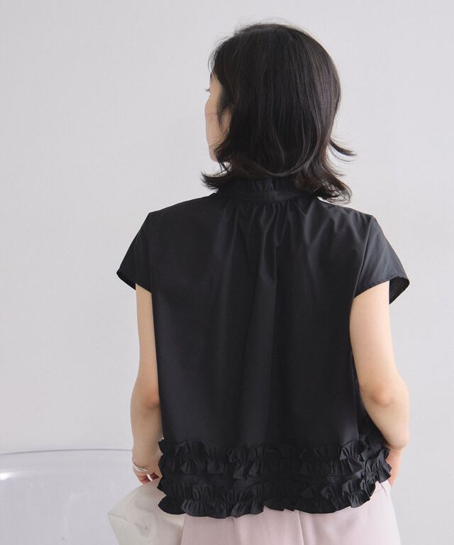 林田岬優さん着用】ボウタイ裾フリルブラウス