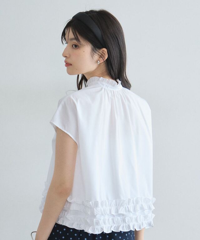 林田岬優さん着用】ボウタイ裾フリルブラウス