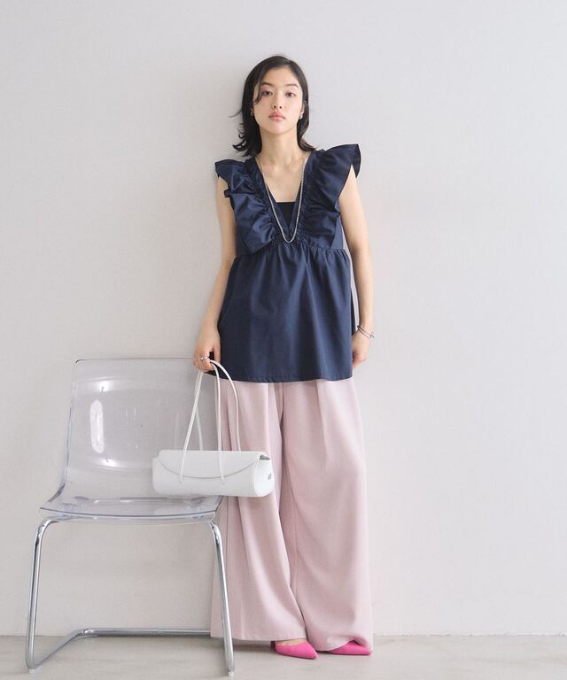 GOLDS infinity チュニック フレアスリーブ 肩見せ 装飾 フリル 林田岬優さん着用】フリルチュニック