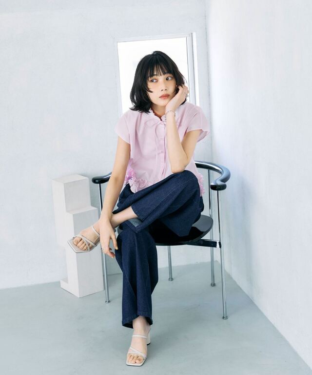 林田岬優さん着用】 サイドタックデニムパンツ