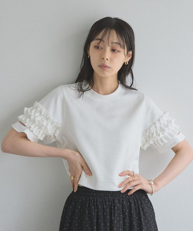 ダブルフリルスリーブトップス