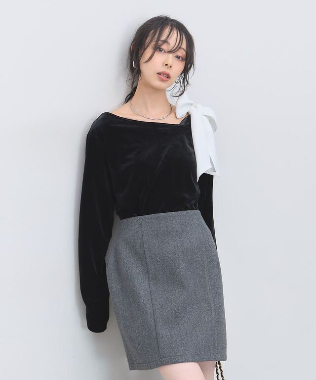 mtmodelist ウールナイロンミニスカート ウールライクコクーンミニスカート