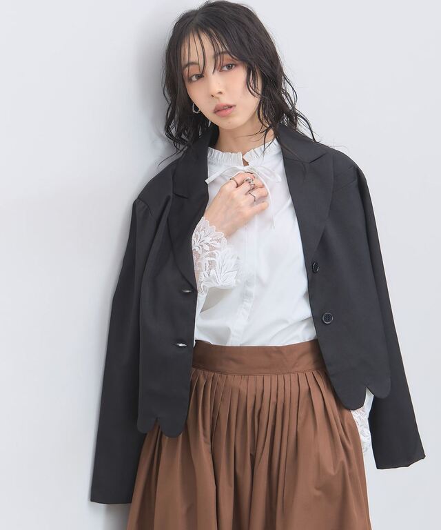 タグ付き新品　スカラップ Vネック ショート ジャケット スカラップショートジャケット