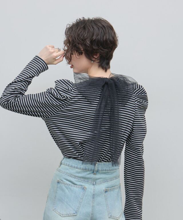 【入荷希望受付中☆】バックリボンボーダーカットソー《RequestProject》 ※入荷希望数により商品化しない場合がございます