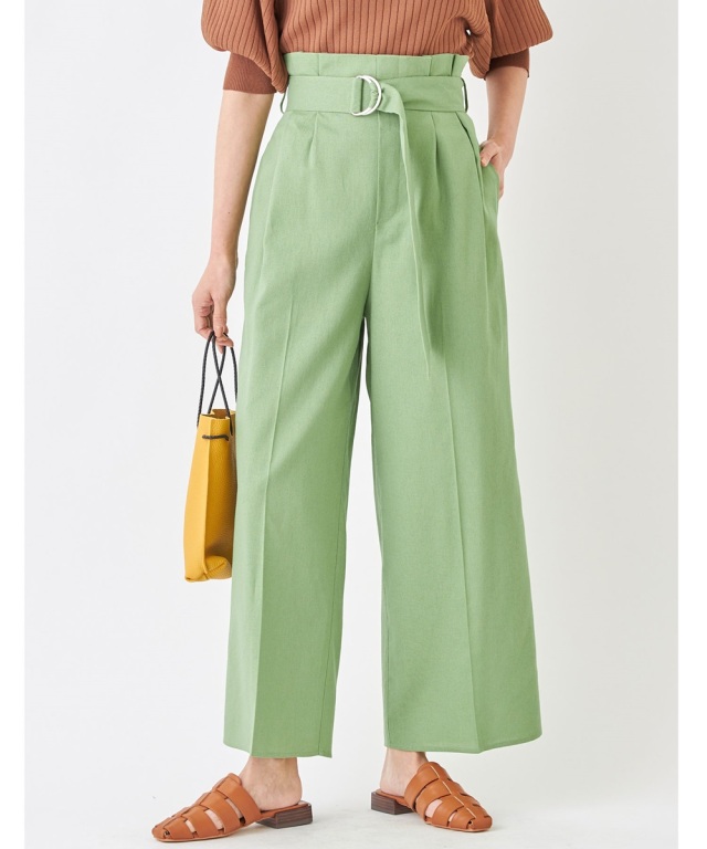 共布ベルト付きハイウエストパンツ